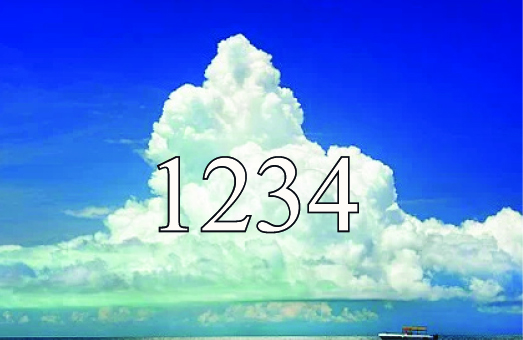 Inglinumber 1234 valge pilve taustal.